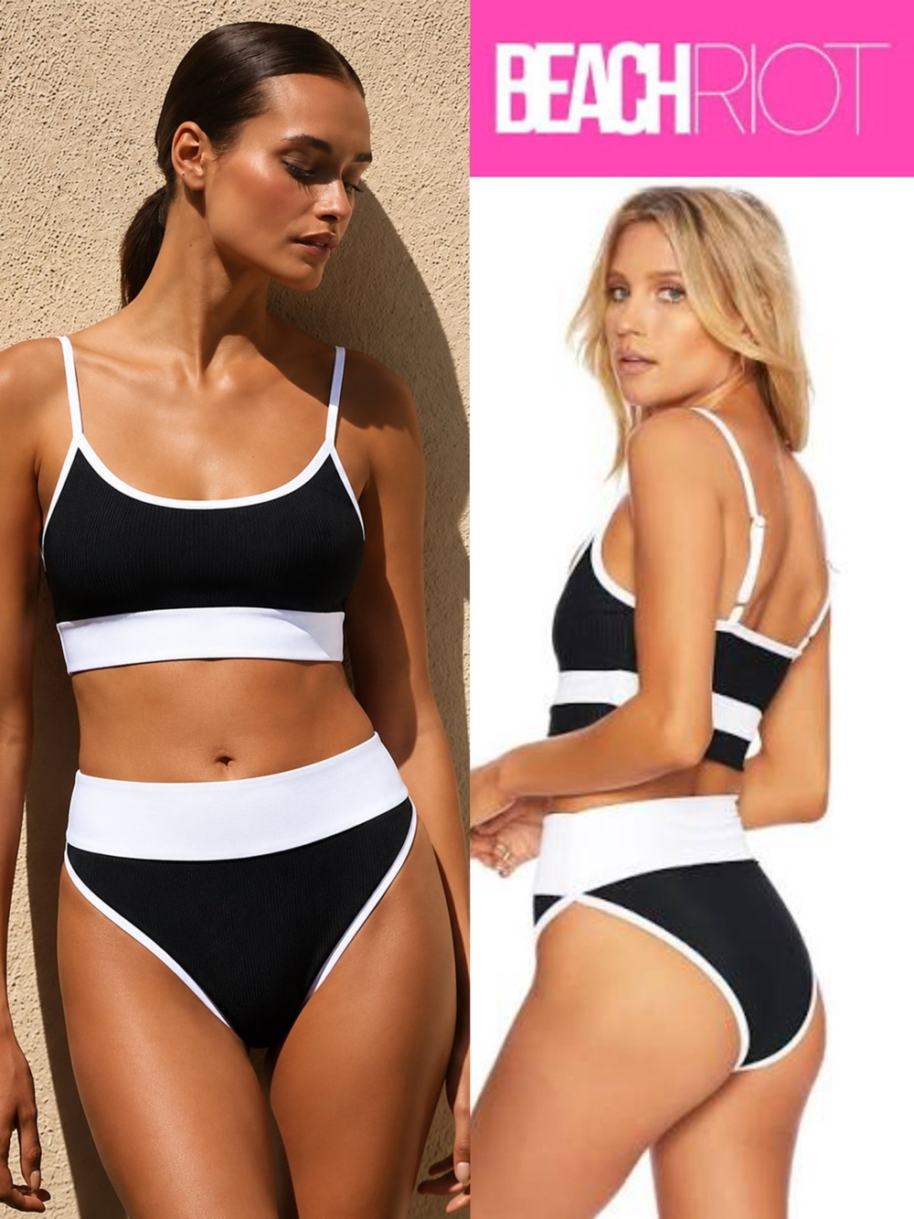 It’s a SET! Beach riot eva ribbed bikini top + Emma high rise bottom size small